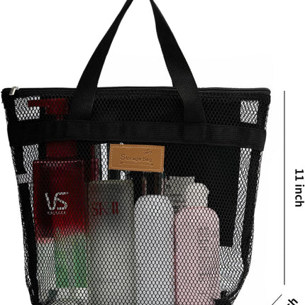Mesh Shower Caddy Bag Portable Hanging Toiletry and Bath Organizer with Zipper for Travel, Gym, Camping, College Dorms, Beach