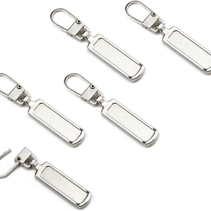 Metal Zipper Pull Replacement for Small Holes, Detachable, Repair for Jacket, Bag Boots, Purse, Coat, Pants (5 Pcs Silver)