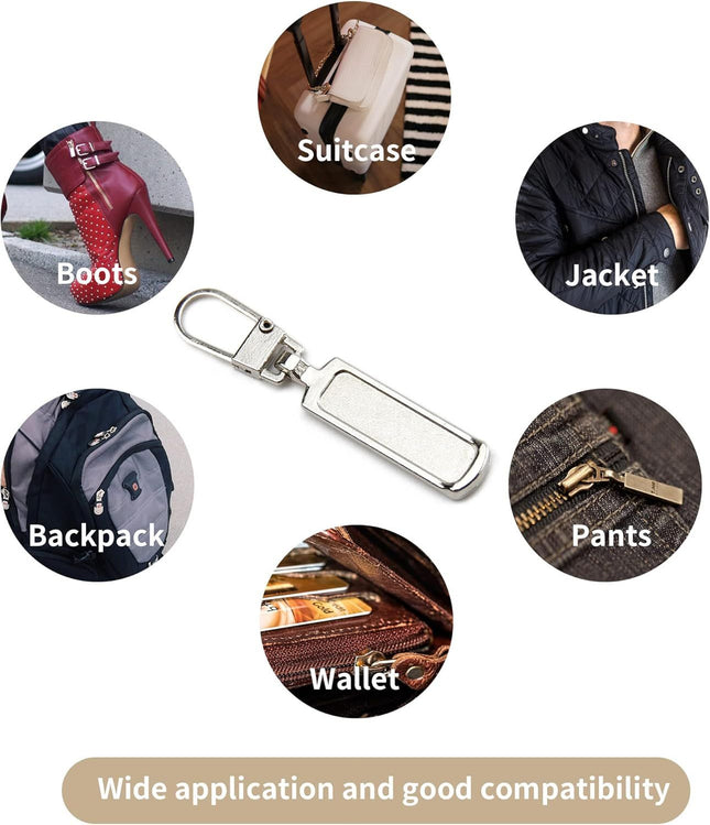 Metal Zipper Pull Replacement for Small Holes Detachable Repair for Jacket Bag Boots Purse Coat Pants (5 – product detail
