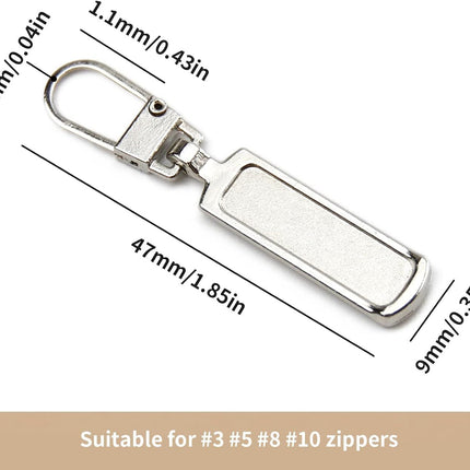Metal Zipper Pull Replacement for Small Holes, Detachable, Repair for Jacket, Bag Boots, Purse, Coat, Pants (5 Pcs Silver)