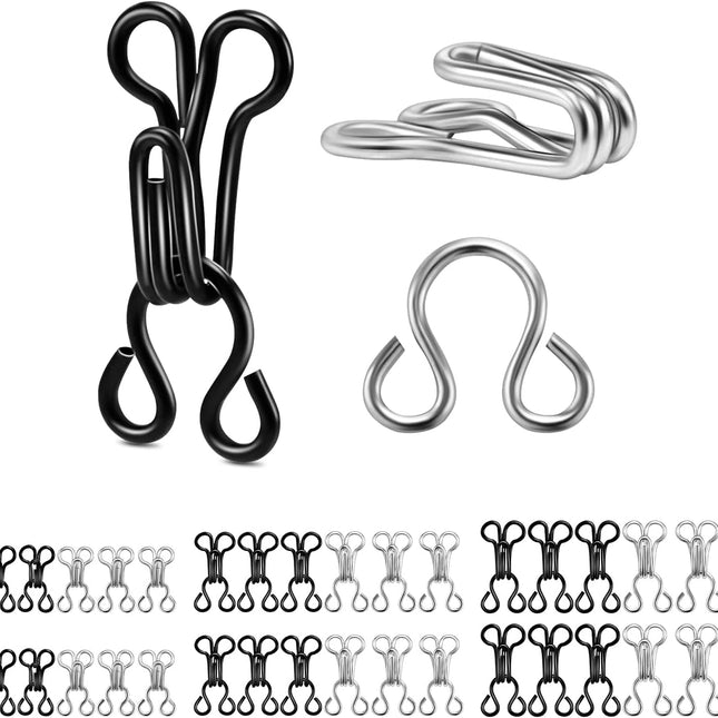 120 Set Tiny Hooks and Eyes Closures for Sewing, Bra Hook Replacement Clasps, Hook and Eye Clasp for Clothing Bra Trousers Skirt Underwear Sewing DIY Craft