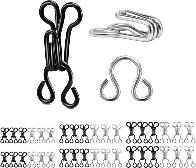 120 Set Tiny Hooks and Eyes Closures for Sewing Bra Hook Replacement Clasps Hook and V1258-DP02-D-51