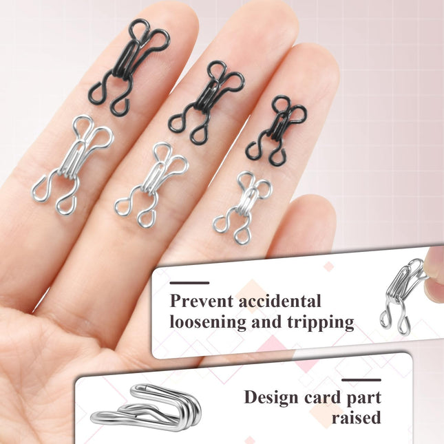 120 Set Tiny Hooks and Eyes Closures for Sewing Bra Hook Replacement Clasps Hook and – product detail