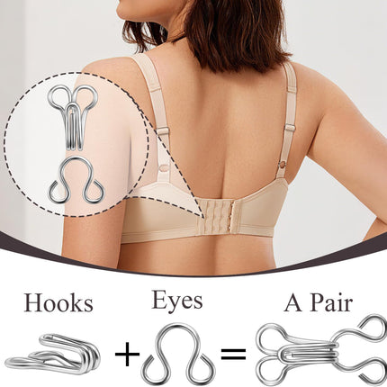 120 Set Tiny Hooks and Eyes Closures for Sewing, Bra Hook Replacement Clasps, Hook and Eye Clasp for Clothing Bra Trousers Skirt Underwear Sewing DIY Craft