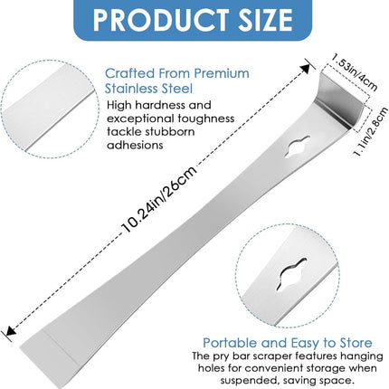 Pry Bar Scraper,10" Stainless Steel Pry Bar for Prying,Pulling,Lifting,Scraping