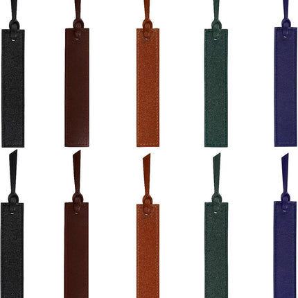 10Pcs Leather Bookmarks,Page Markers Handmade Stitched Bookmarks for Book Reader Office School Students Teachers