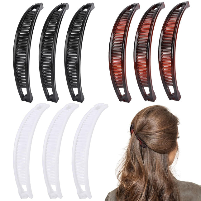 9 Pcs Banana Clips Banana Hair Clips Ponytail Hair Holder for Long Thick and Curly Hair Women Girls(Brown