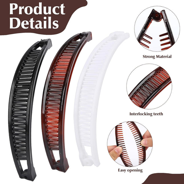 9 Pcs Banana Clips Banana Hair Clips Ponytail Hair Holder for Long Thick and Curly Hair Women Girls(Brown – product detail