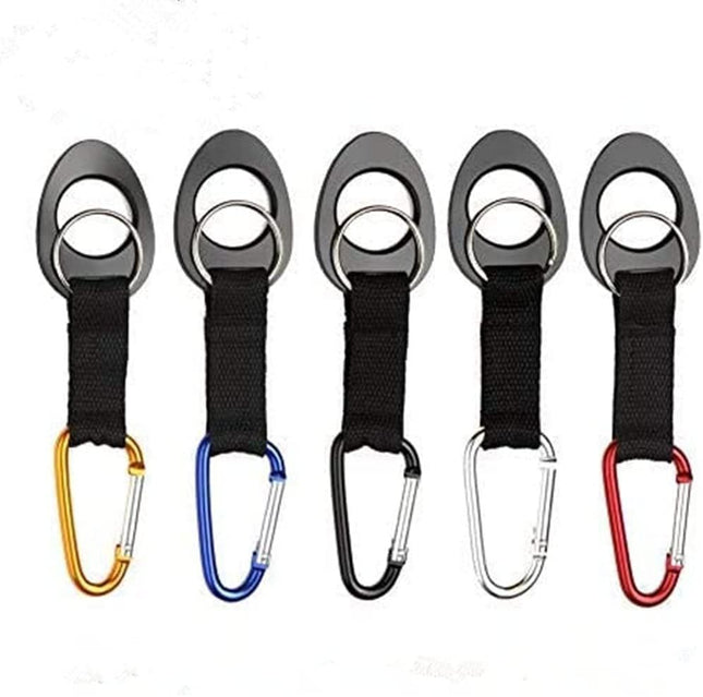 Durable Silicone Water Bottle Holder Hook Carrier with Carabiner Clip & Key Ring Fits Any