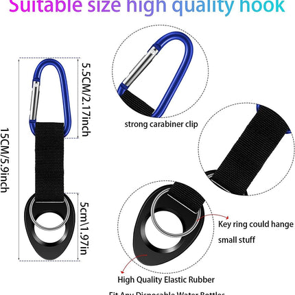 Durable Silicone Water Bottle Holder Hook Carrier with Carabiner Clip & Key Ring, Fits Any 12oz, 17oz and 25oz Water Bottles for Outdoor Activities Camping Hiking Traveling or Daily Use