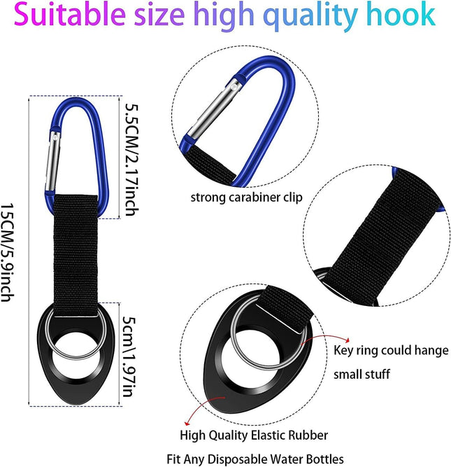 Durable Silicone Water Bottle Holder Hook Carrier with Carabiner Clip & Key Ring Fits Any – product detail