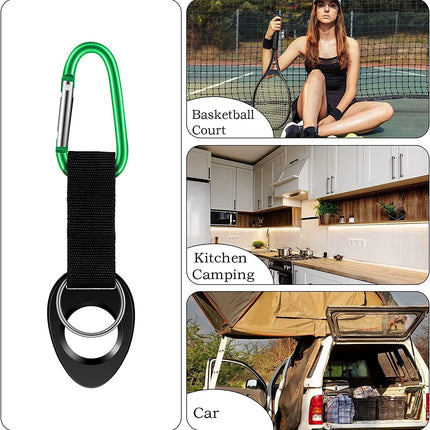 Durable Silicone Water Bottle Holder Hook Carrier with Carabiner Clip & Key Ring, Fits Any 12oz, 17oz and 25oz Water Bottles for Outdoor Activities Camping Hiking Traveling or Daily Use