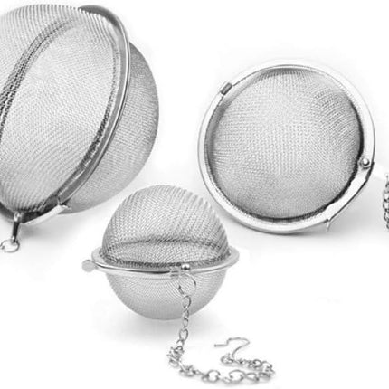 3pcs Stainless steel fine mesh seasoning ball kitchen soup spice stew filter kitchen tool metal tea bag tea ball (3pcs Round Shape),Silver,5cm/6cm/7cm
