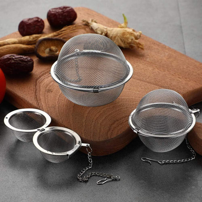 3pcs Stainless steel fine mesh seasoning ball kitchen soup spice stew filter kitchen tool metal tea bag – product detail