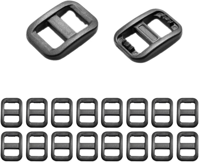 CooBigo Webbing Plastic Slider Tri-Glide Adjust Buckles for Cat Dog Collar Backpack Straps in Black