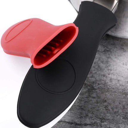 4 Packs Silicone Hot Handle Holder Kitchen Heat Resistant Fry Pan Milk Pot Sleeve Grip Handle Cover Potholder for Cast Iron Skillets Griddles Metal & Aluminum Cookware – Black & Red