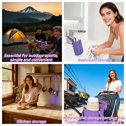 Universal Foldable Silicone Cup Holder Dual-Open Design fits Most Bottles&Cups.Leak-Proof, Food-Grade Silicone,Easy to Clean.for Adults&on Bikes,Walks,Outdoors.Secure,Foldable,Hands-Free Convenience