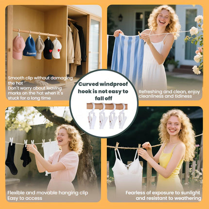 10-Pack Heavy Duty Swivel Clothes Pins - 360° Rotating Hooks for Laundry, Beach Towels, Curtains, Rustproof Stainless Steel Spring, Non-Slip Grip (4.3", White)