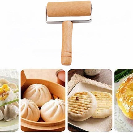 Stainless Steel & Beechwood Rolling Pin with Adjustable Thickness - Ergonomic Dumpling/Pasta Maker、Pizza, Kitchen Tool for Home Chefs, Dishwasher Safe & Rustproof Design (T)
