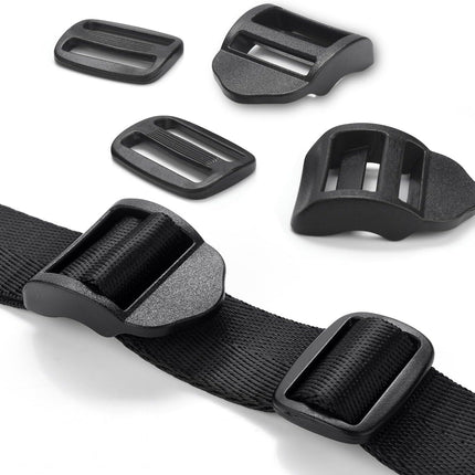 CooBigo 6 Pcs Ladder Slider Buckles+6 Pcs Tri glide Slider for Backpack Strap Clips, Plastic Clips for Straps Adjuster, Backpack Clips for 1 Inch webbing strap.