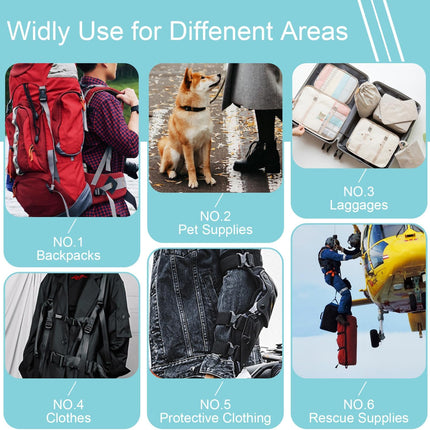 CooBigo 6 Pcs Ladder Slider Buckles+6 Pcs Tri glide Slider for Backpack Strap Clips, Plastic Clips for Straps Adjuster, Backpack Clips for 1 Inch webbing strap.