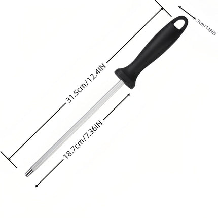 13" Professional Knife Sharpening Steel Rod - High Carbon Magnetic Honing Rod for Kitchen Chef Knives, Ergonomic Non-Slip Grip with Durable Serrations & Hanging Hole - Multi-Purpose for Home (13IN)