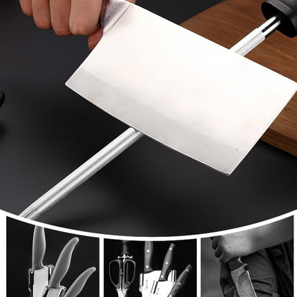 13" Professional Knife Sharpening Steel Rod - High Carbon Magnetic Honing Rod for Kitchen Chef Knives, Ergonomic Non-Slip Grip with Durable Serrations & Hanging Hole - Multi-Purpose for Home (13IN)