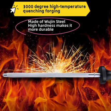 13" Professional Knife Sharpening Steel Rod - High Carbon Magnetic Honing Rod for Kitchen Chef Knives, Ergonomic Non-Slip Grip with Durable Serrations & Hanging Hole - Multi-Purpose for Home (13IN)