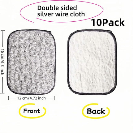 10Pack Scrubber Sponge for Dishes, Pans & Grease - Dual-Side Non-Scratch, Super Absorbent, Heat Resistant - Strong Cleaning Power for Kitchen, Glass, Stove (Color Random)