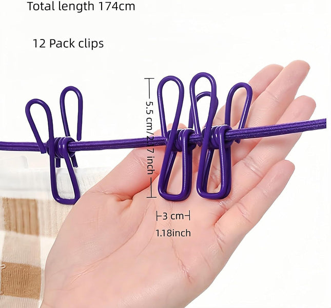 Portable Clothesline with 12 Clips – product detail