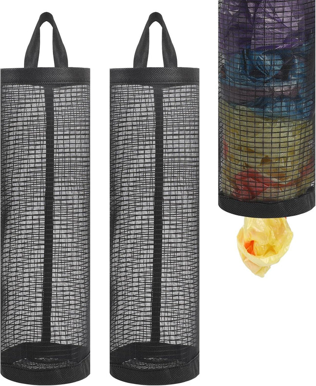 2Pack Plastic Bag Holder Grocery Bag Holder for Plastic Bags Mesh Hanging Storage Dispenser Trash Bag