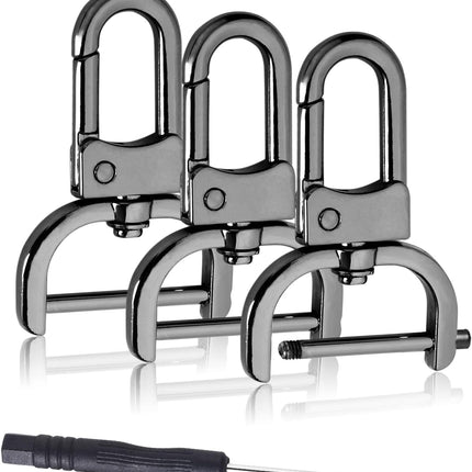 6 Pack 1 Inch Detachable Snap Hook Swivel Clasp, Metal Lobster Claw Clips Clasp with Screwdriver for Replacement Purse Keychain Hardware, Keyring Clip, Pets Collar Accessories (Black)