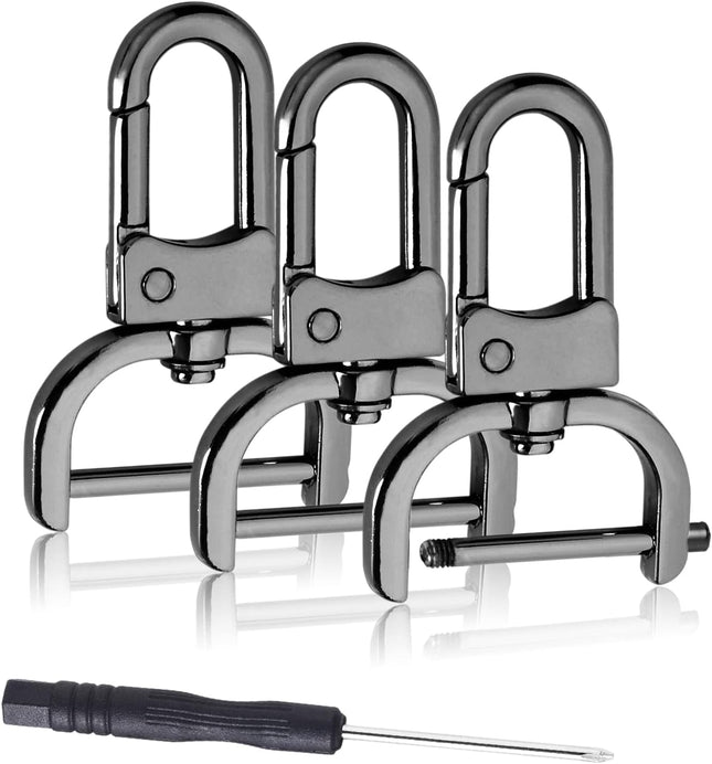 6 Pack 1 Inch Detachable Snap Hook Swivel Clasp Metal Lobster Claw Clips Clasp with Screwdriver in Black