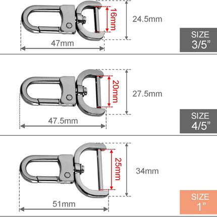 6 Pack 1 Inch Detachable Snap Hook Swivel Clasp, Metal Lobster Claw Clips Clasp with Screwdriver for Replacement Purse Keychain Hardware, Keyring Clip, Pets Collar Accessories (Black)