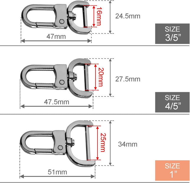 6 Pack 1 Inch Detachable Snap Hook Swivel Clasp Metal Lobster Claw Clips Clasp with Screwdriver – product detail