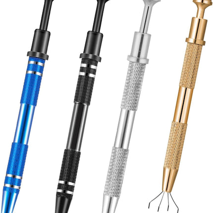 4Pcs 4 Prongs Jeweler's Pick Up Tool, Stainless Steel Piercing Ball Grabber Tools,4-Claw Pick up Tool for Small Parts Grabber for IC Chip Electronic Components Nails Clamping