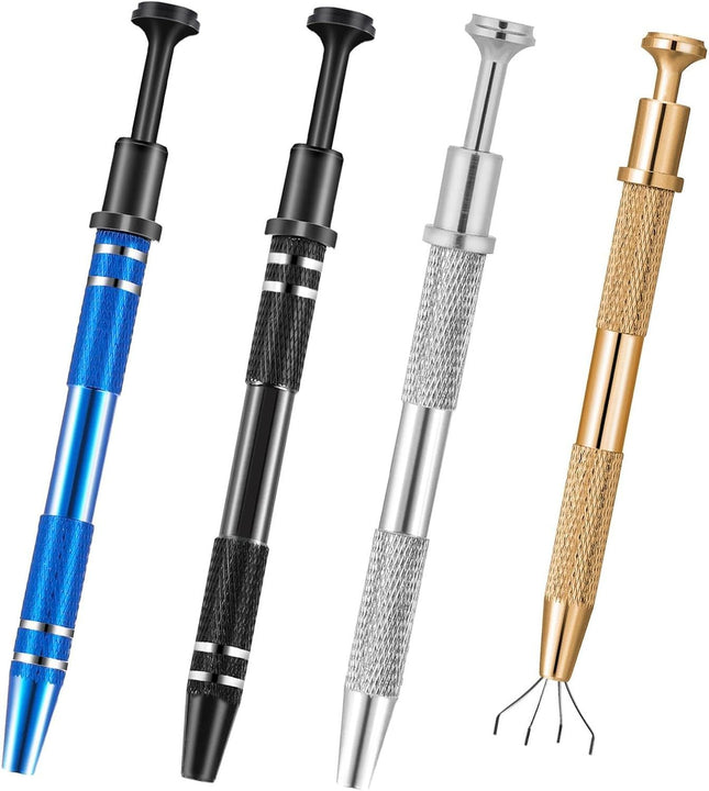 4Pcs 4 Prongs Jeweler's Pick Up Tool Stainless Steel Piercing Ball Grabber Tools 4-Claw Pick