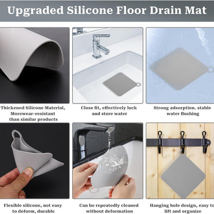 2 Pieces Silicone Tub Stopper Shower Drain Cover Floor Drain Anti-Odor Mat Shower Silica Gel Drain Plugs Bathtub Drain Cover Sewer Deodorization Floor Drain Mat for Kitchen, Bathroom and Laundry