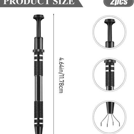 2Pcs 4 Prongs Jeweler's Pick Up Tool Stainless Steel Piercing Ball Grabber 4 Prong Diamond Claw Tweezers Pearl Grabber Pick Up Tool for Tiny Objects Ic Chips Electronic Components