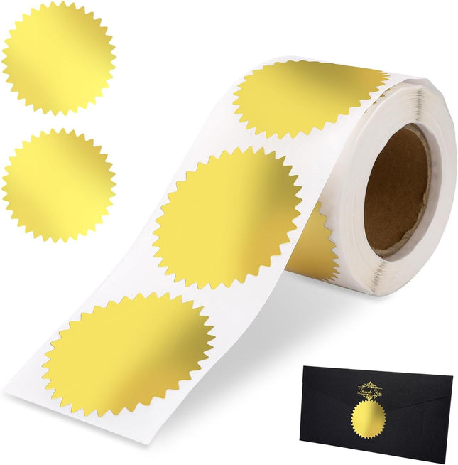 Gold Seals for Certificates 2 Round Gold Envelope Seal Stickers Golden Metallic Embossing Foil