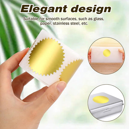 Gold Seals for Certificates 2" Round Gold Envelope Seal Stickers Golden Metallic Embossing Foil Sticker with Serrated Edge for Package, Wedding Envelope, Graduation, 250 Stickers Per Roll