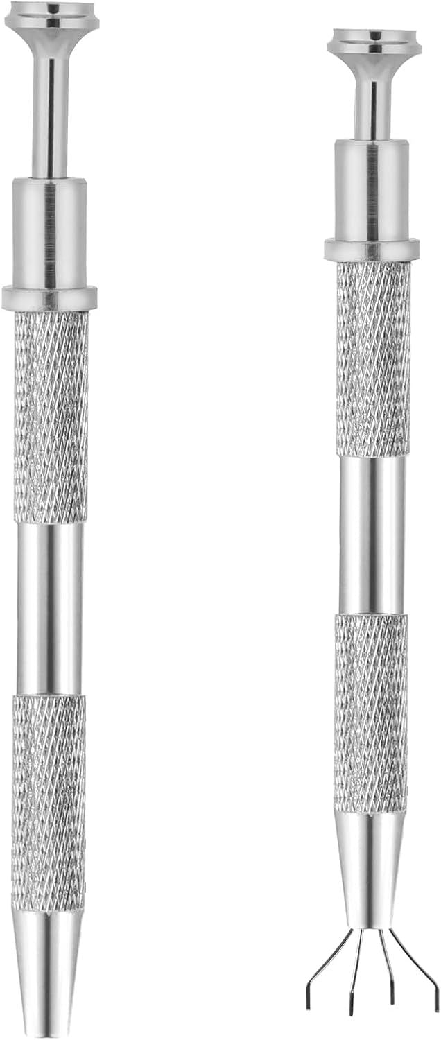 2Pcs 4 Prongs Jeweler's Pick Up Tool 4 Prong Diamond Claw Tweezers Pearl Grabber Pick V1258-DP02-D-588