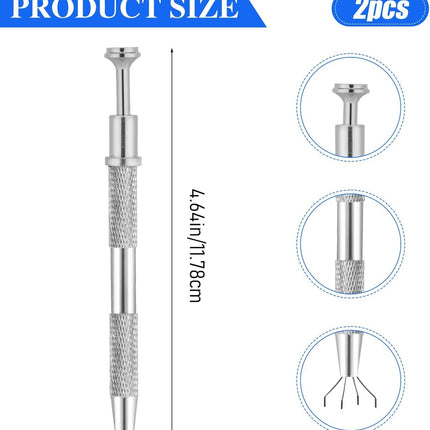 2Pcs 4 Prongs Jeweler's Pick Up Tool 4 Prong Diamond Claw Tweezers Pearl Grabber Pick Up Tool Piercing Ball Grabber for Tiny Objects Ic Chips Electronic Components