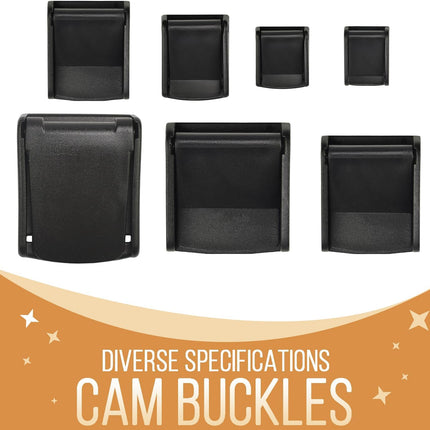 CooBigo 10Pack 1 Inch Black Cam Buckles, Plastic Toggle Buckle Clip for Pet Chest Vest, Car Roof Bag, Backpack Luggage Straps, Belt DIY Craft Accessories (25.5mm)