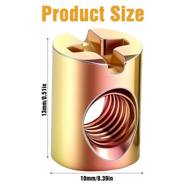 10 PCS M6 Barrel Nut Slotted Barrel Cross Dowel Nut Replacement Cross Dowels Barrel Nuts for Furniture Bed – product detail