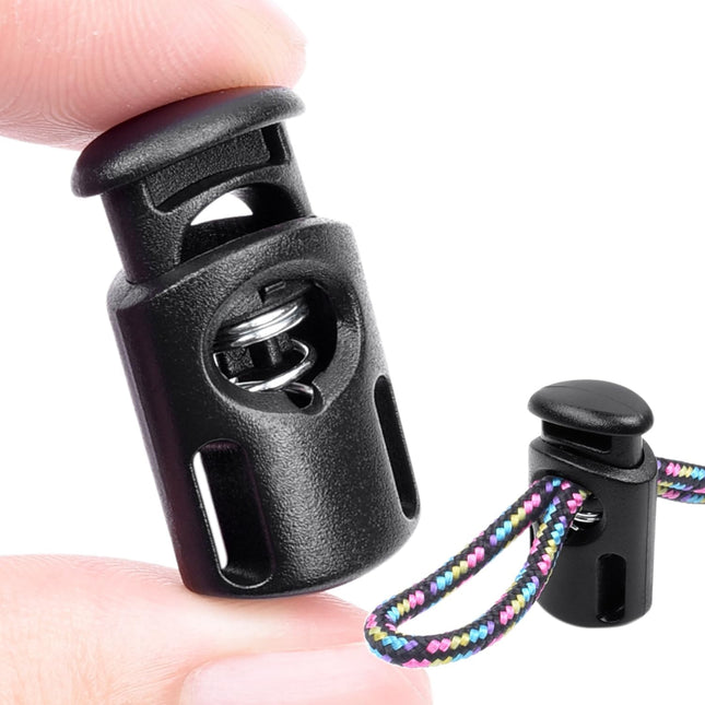 10 PCS Plastic Spring Cord Locks for Drawstring Paracord Toggle Stopper Clasp Elastic Shoeslace in Black