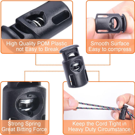 10 PCS Plastic Spring Cord Locks for Drawstring, Paracord Toggle Stopper Clasp Elastic Shoeslace Lock Sweatpants Hoodie String Clips Bungee Swim Goggles Gloves String Lock Replacement