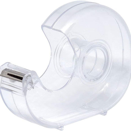 Hand Use Desktop Tape Dispenser, Transparent Plastic Lightweight and Portable Refillable Dispenser for 3/4" Tape, 1 Pack