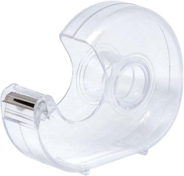Hand Use Desktop Tape Dispenser Transparent Plastic Lightweight and Portable Refillable Dispenser for 3/4