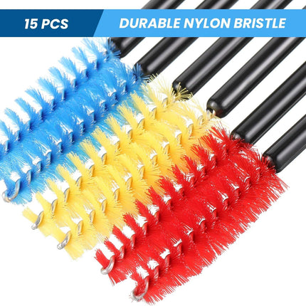 15 Pieces Hummingbird Feeder Cleaning Brush Mini Nylon Brush Set Cleaner for Bottles, Tubes, Jars, Bird Feeder (0.3 Inches/ 3.9 Inches)